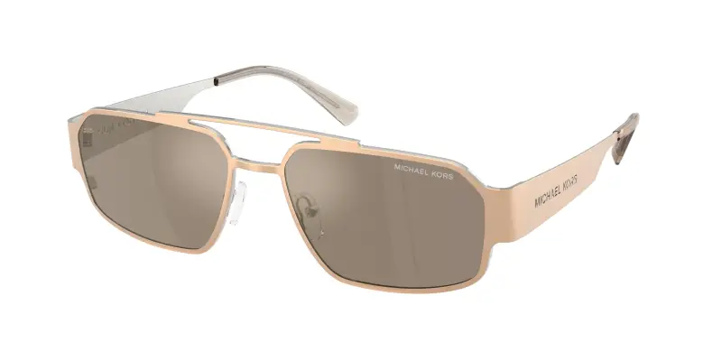 Uomo Michael Kors MK1182 CAPE TOWN 10145A Occhiali da sole Metallo Oro Marrone Squadrata Normale