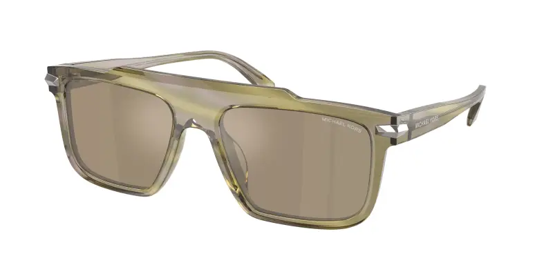 Uomo Michael Kors MK2278U BOSTON 40407I Occhiali da sole Acetato Verde Marrone Squadrata Normale Specchiato