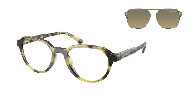 Uomo Michael Kors MK2280U LANAI 4029L0 Occhiali da sole Iniettato Verde Verde Geometrica Normale Sfumato