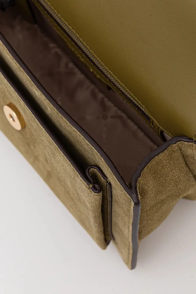 borsa in pelle scamosciata colore verde 30F5GC7L3S miniatura 5