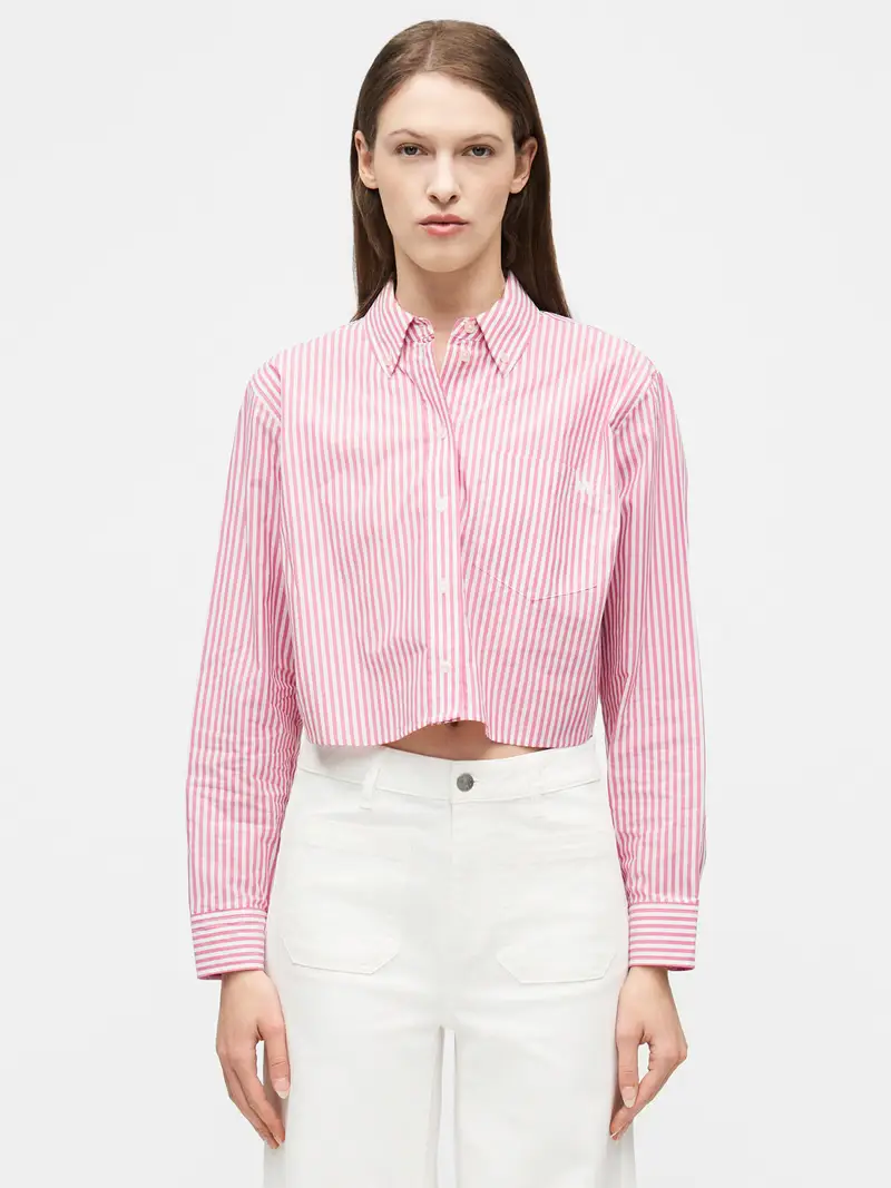 Camicia da donna rosa antico / bianco miniatura 2