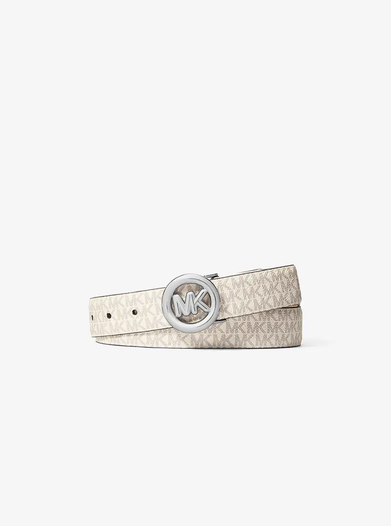 Cintura in pelle con stampa logo e ciondolo MK Pop - Michael Kors Naturale