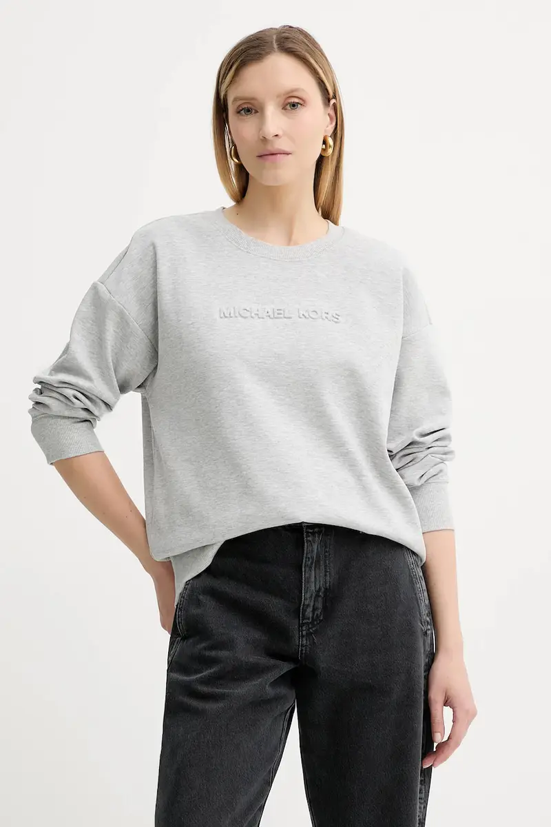 felpa donna colore grigio con applicazione MT551QB5MF