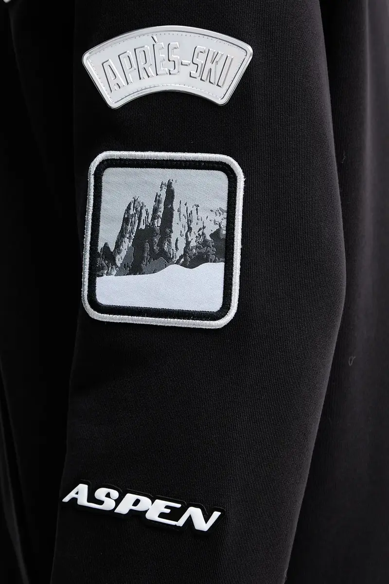 felpa in cotone donna colore nero con cappuccio con applicazione MF551WQ4MY miniatura 5