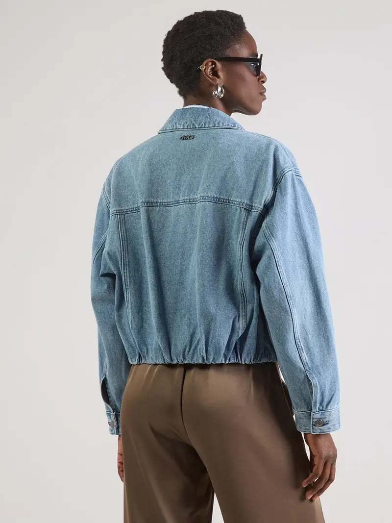 Giacca di mezza stagione blu denim miniatura 3