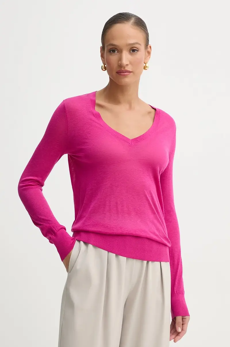 maglione con aggiunta di seta donna colore rosa MR56159GW2