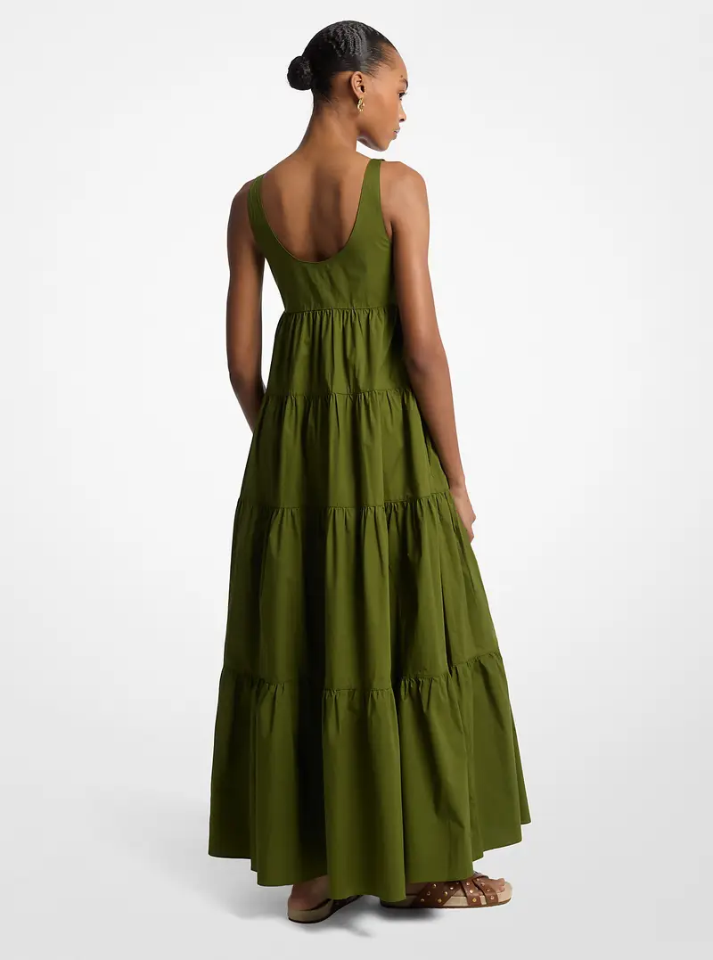 MK Abito a balze in cotone stretch - Verde - Michael Kors miniatura 2