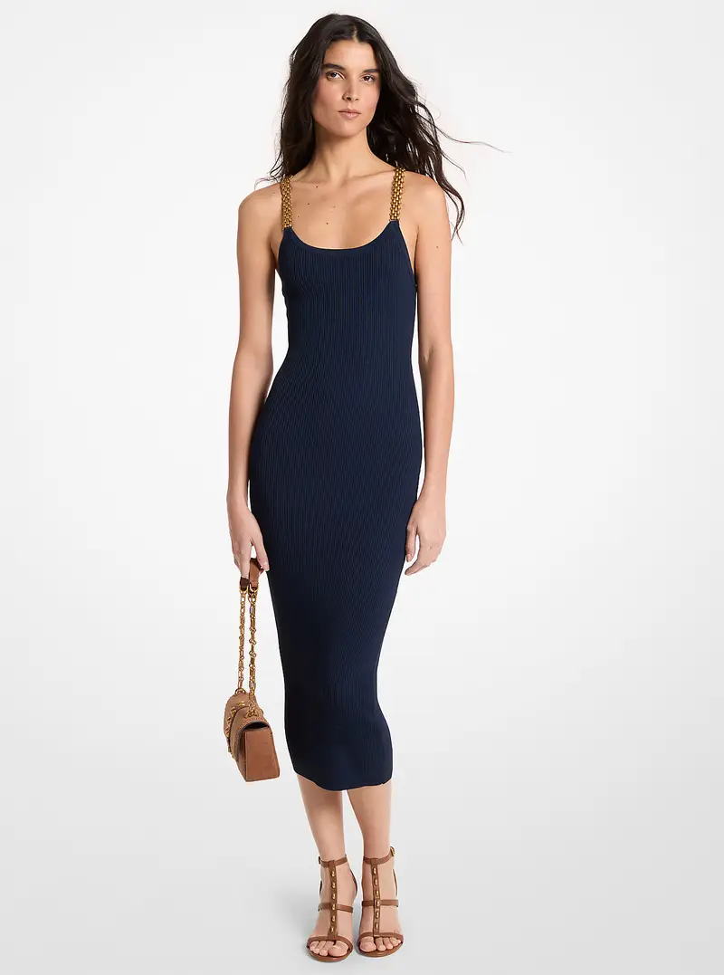 MK Abito a canotta in maglia a coste con decorazioni - Blu - Michael Kors