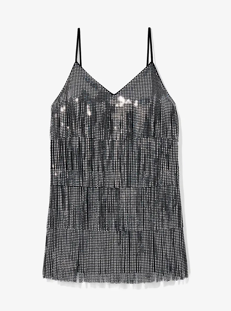 MK Abito a sottoveste con frange e borchie - Nero - Michael Kors miniatura 3