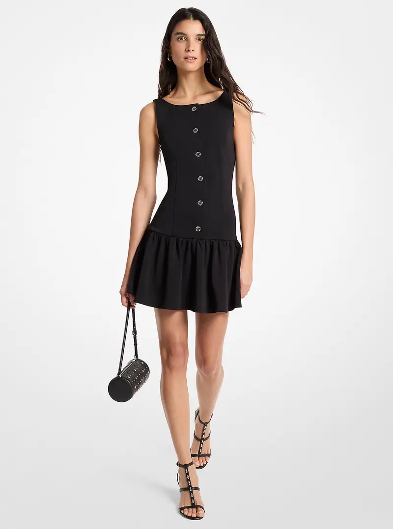 MK Abito in doppia maglia crêpe con vita scesa - Nero - Michael Kors