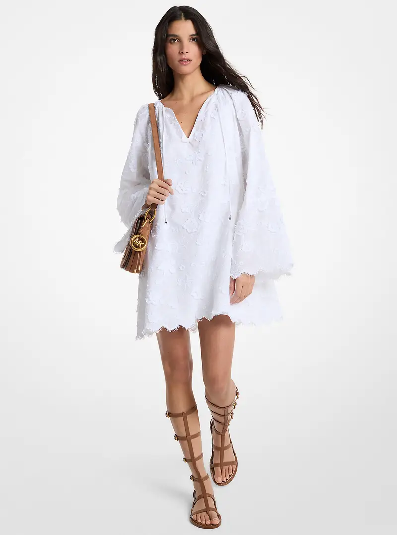 MK Abito in voile di cotone con ricami floreali - Bianco - Michael Kors miniatura 2