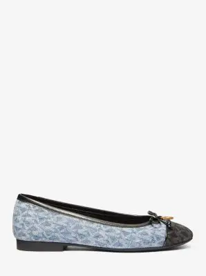 MK Ballerina Piper Flex in denim con stampa logo - Bianco - Michael Kors miniatura 2