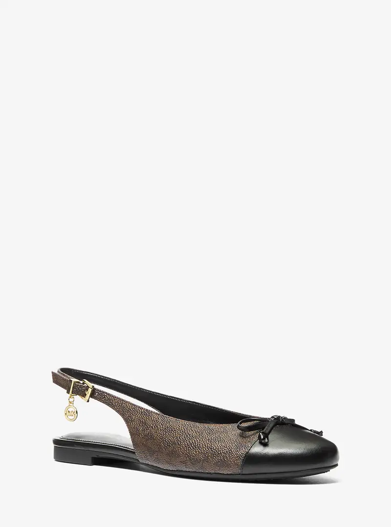 MK Ballerina slingback Piper con stampa logo - Marrone - Michael Kors