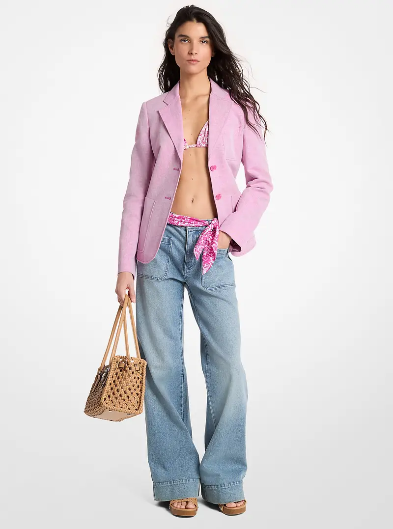 MK Blazer in lino e cotone con tasche applicate - Rosa - Michael Kors