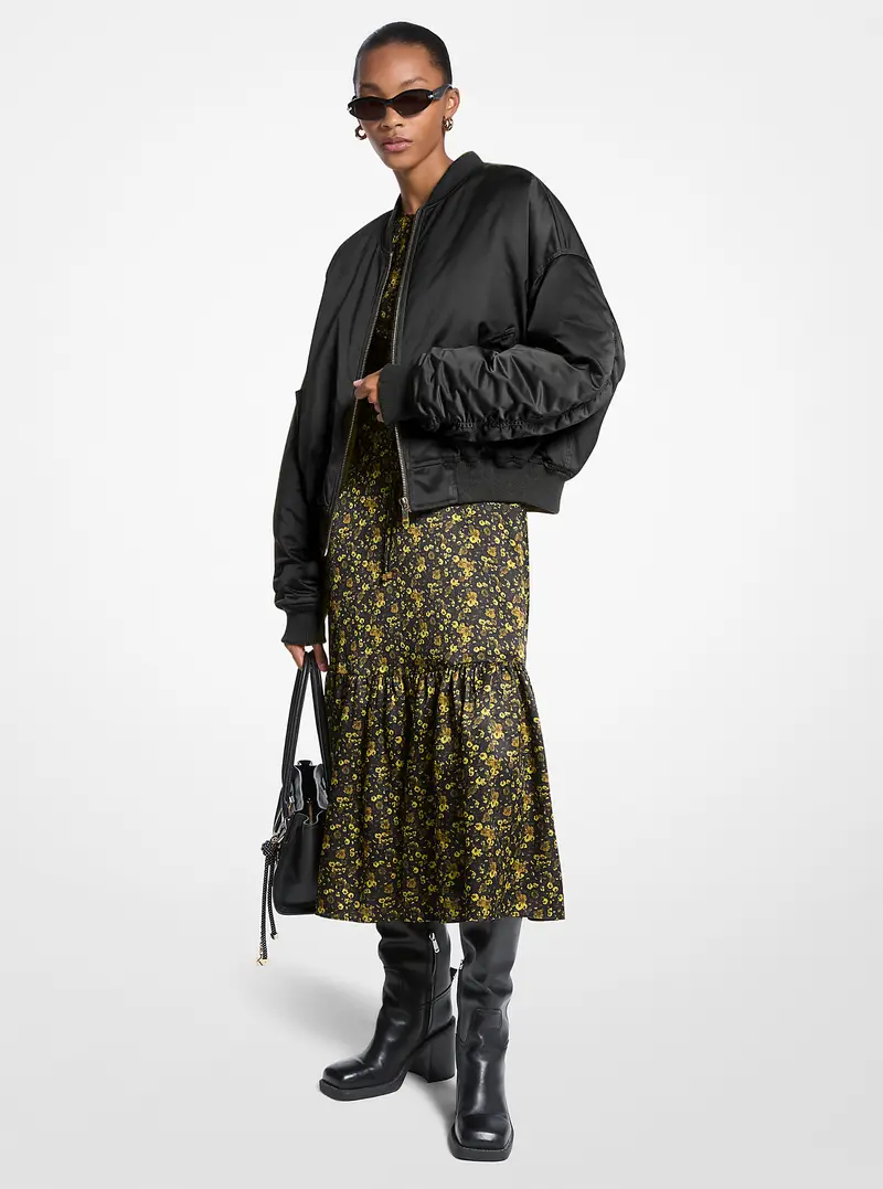 MK Bomber in raso ciré - Nero - Michael Kors