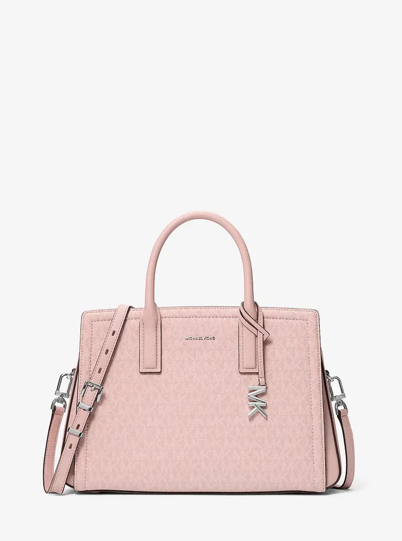 MK Borsa a mano Laila media con logo - Rosa - Michael Kors miniatura 3
