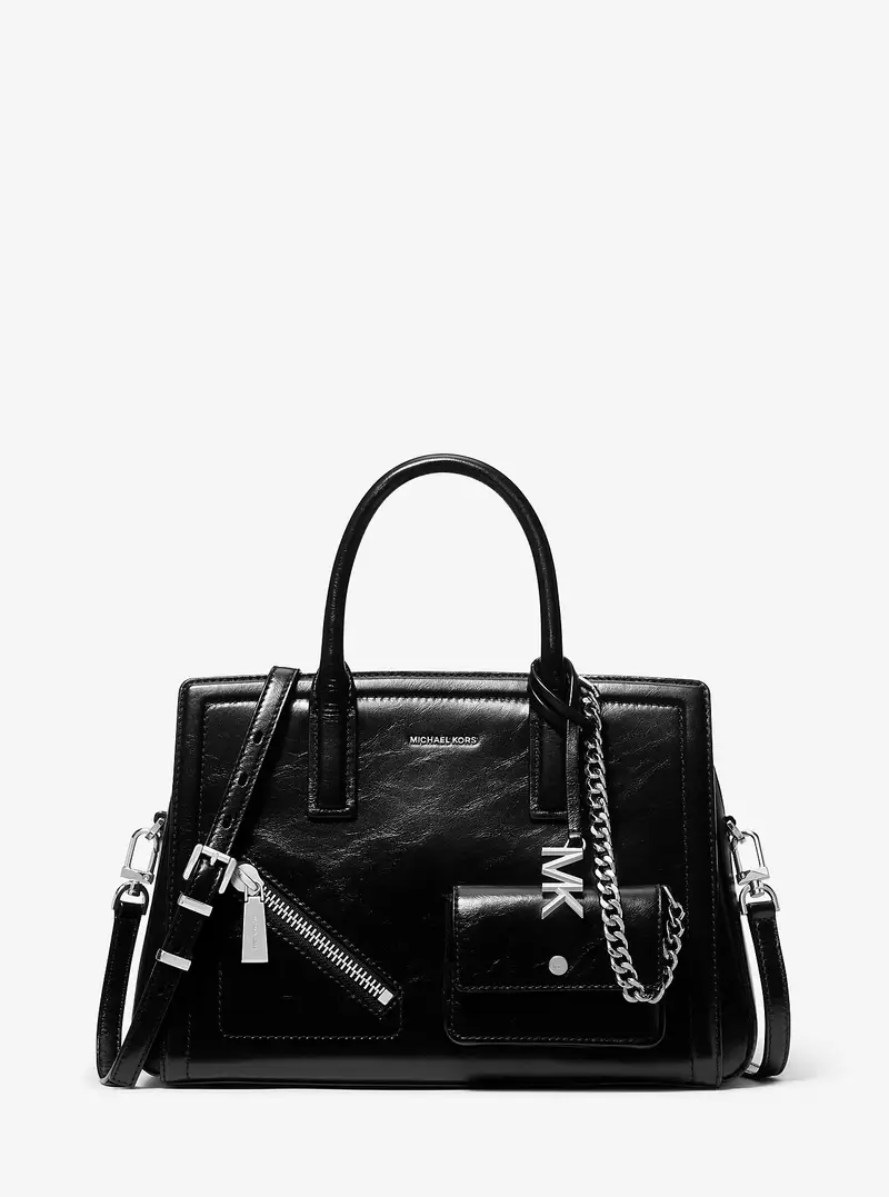 MK Borsa a mano Laila media in pelle con porta carte di credito - Nero - Michael Kors