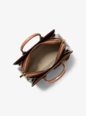 MK Borsa a mano Laila media in pelle craquelé con porta carte di credito - Marrone - Michael Kors miniatura 2