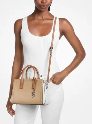 MK Borsa a mano Laila piccola in pelle color block - Marrone - Michael Kors miniatura 3