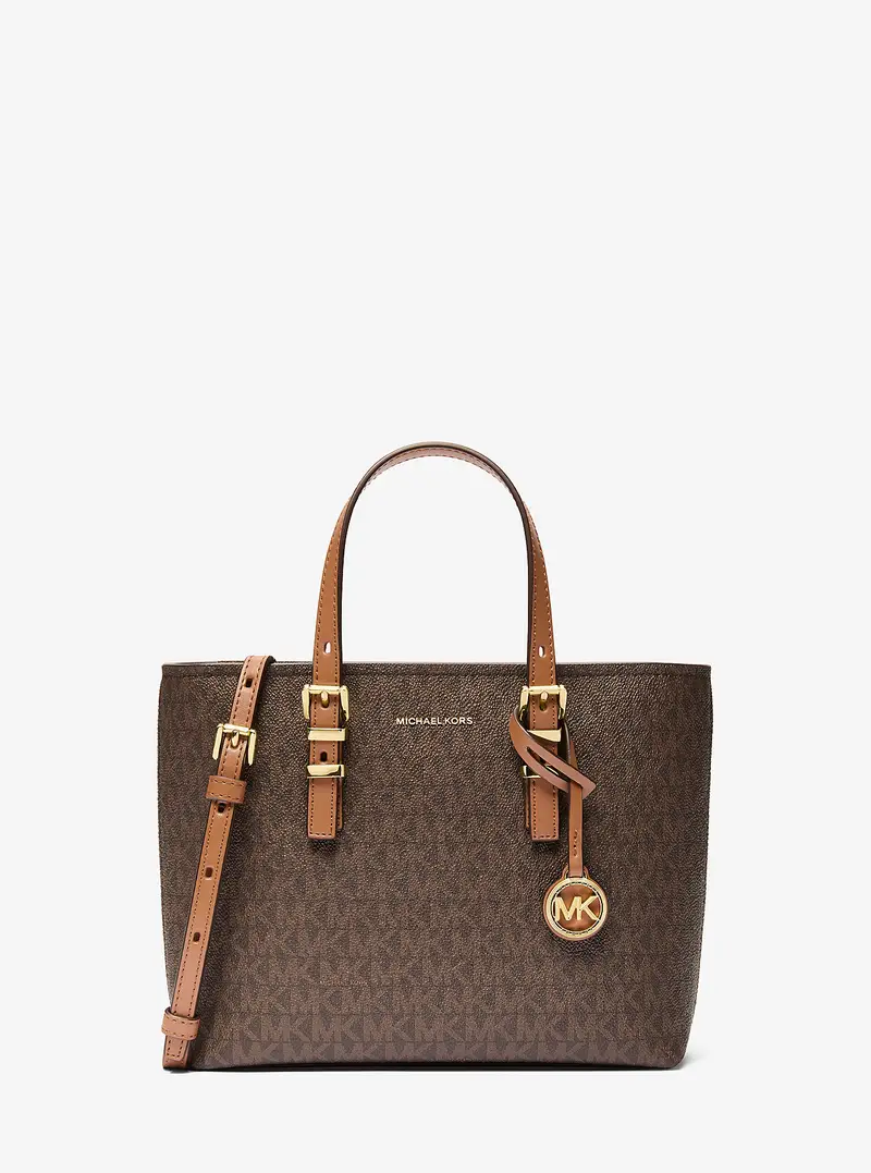 MK Borsa a tracolla convertibile Quinn piccola con stampa logo - Marrone - Michael Kors