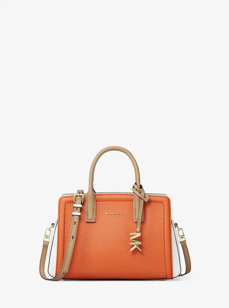 MK Borsa a tracolla Laila extra-small in pelle color-block - Arancio - Michael Kors