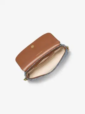 MK Borsa a tracolla Nolita piccola in denim con logo jacquard - Blu - Michael Kors miniatura 2