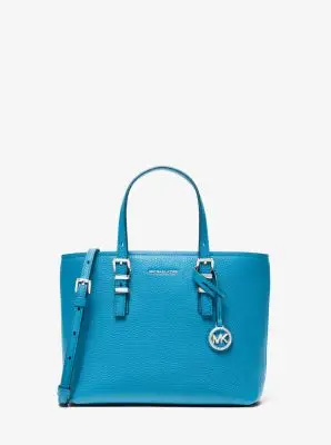 MK Borsa a tracolla Quinn convertibile piccola in pelle martellata - Blu - Michael Kors miniatura 2