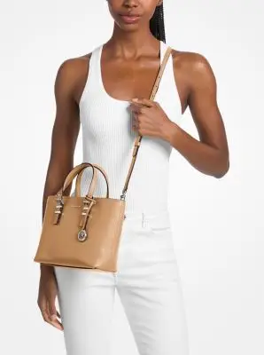 MK Borsa a tracolla Quinn convertibile piccola in pelle martellata - Marrone - Michael Kors miniatura 2