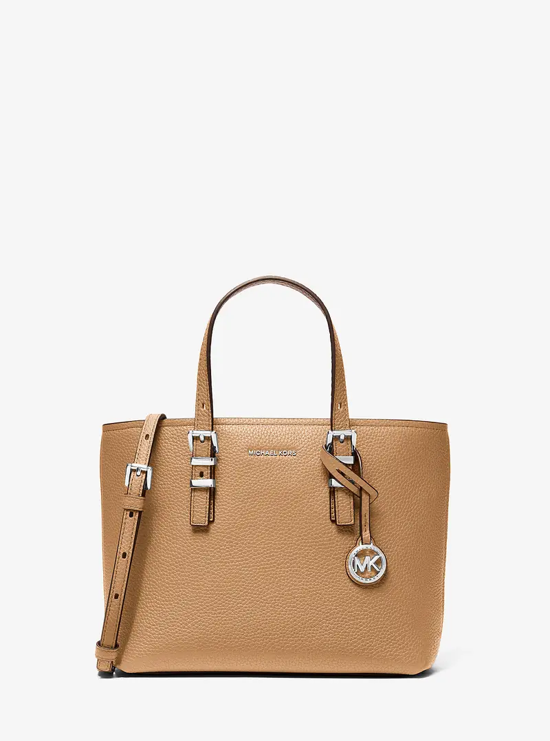 MK Borsa a tracolla Quinn convertibile piccola in pelle martellata - Marrone - Michael Kors