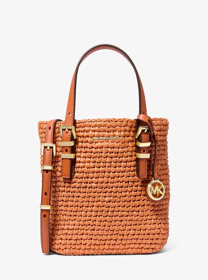 MK Borsa a tracolla Quinn extra small in paglia crochet - Arancio - Michael Kors