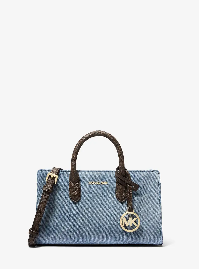 MK Borsa a tracolla Scarlett extra-small in denim - Blu - Michael Kors miniatura 3
