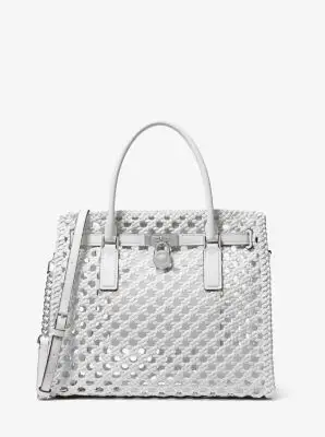 MK Borsa Hamilton Moderne grande intrecciata a mano - Bianco - Michael Kors miniatura 2
