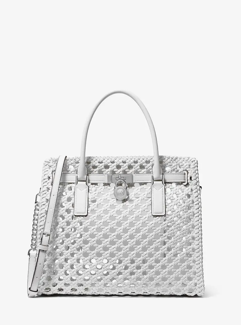 MK Borsa Hamilton Moderne grande intrecciata a mano - Bianco - Michael Kors