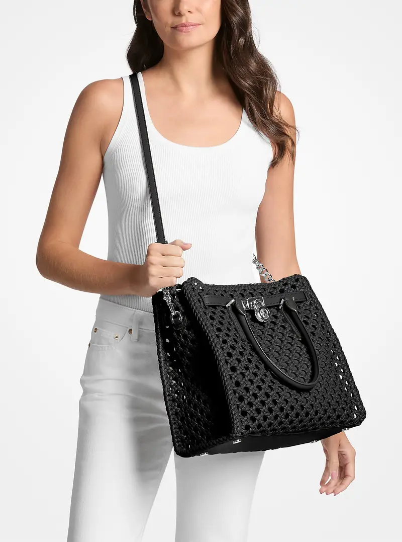 MK Borsa Hamilton Moderne grande intrecciata a mano - Nero - Michael Kors miniatura 3