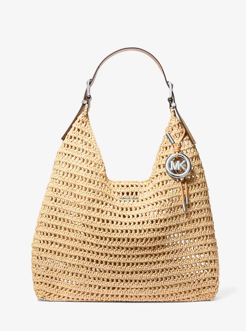 MK Borsa hobo Nolita grande con finitura crochet - Naturale - Michael Kors