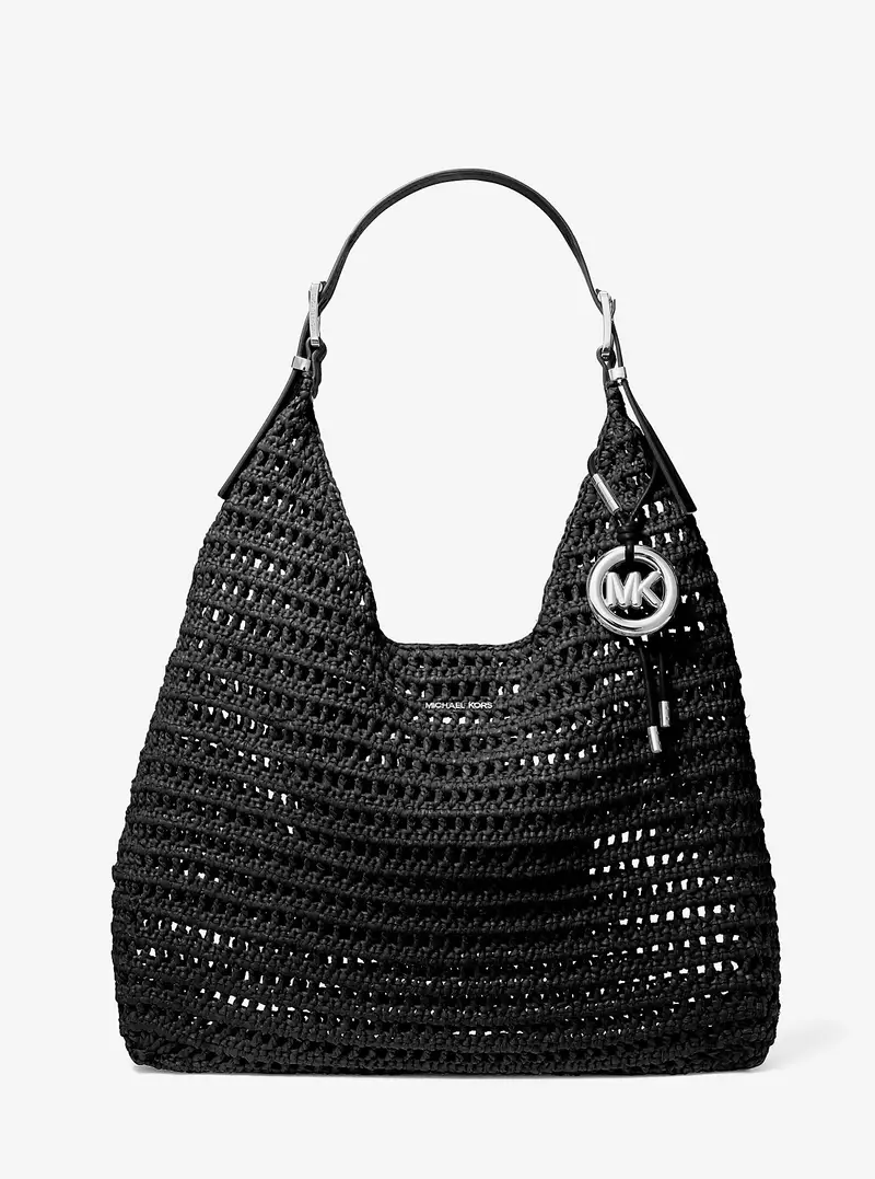 MK Borsa hobo Nolita grande con finitura crochet - Nero - Michael Kors