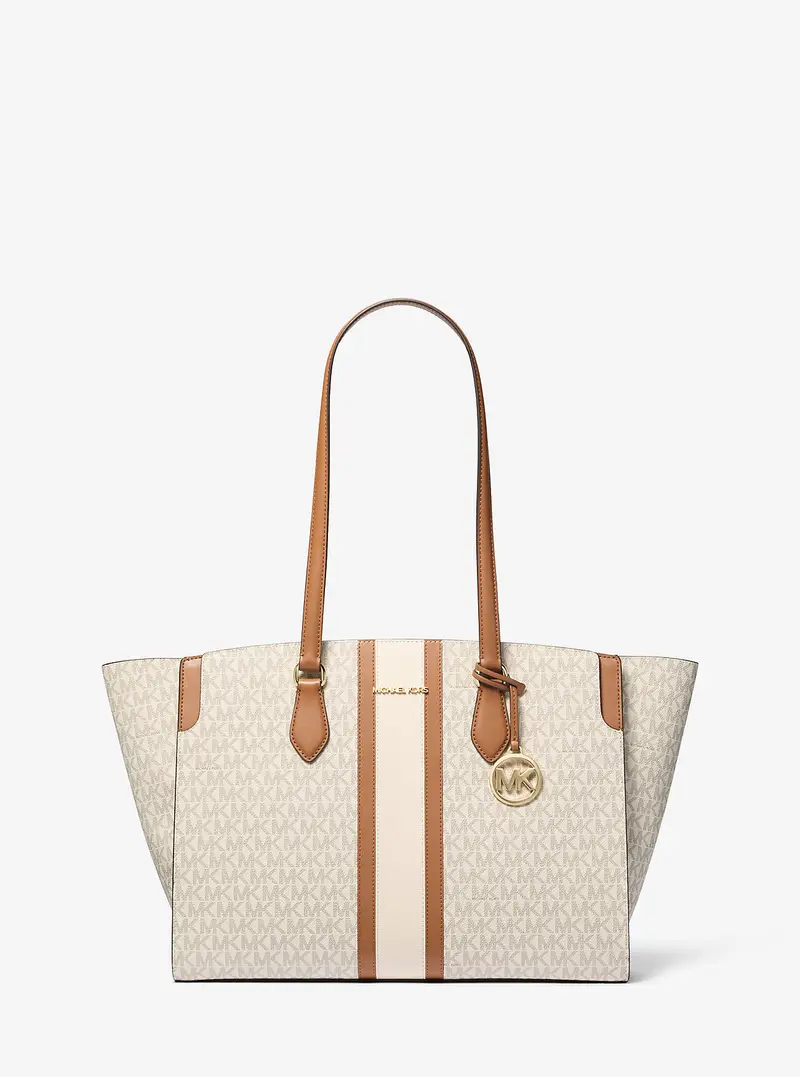 MK Borsa tote Becca grande con riga e logo - Naturale - Michael Kors