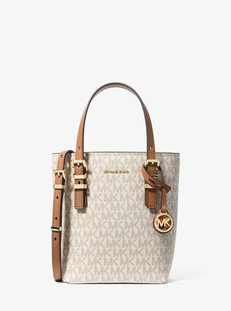 MK Borsa tote convertibile Quinn extra-small in tela con stampa logo e pelle - Naturale - Michael Kors miniatura 3