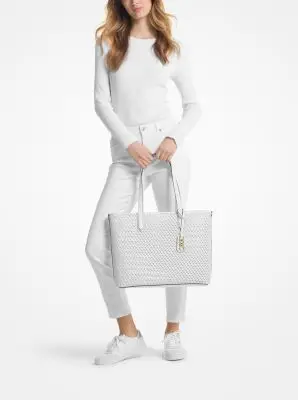 MK Borsa tote Eliza extra-large in pelle intrecciata a mano - Bianco - Michael Kors miniatura 2
