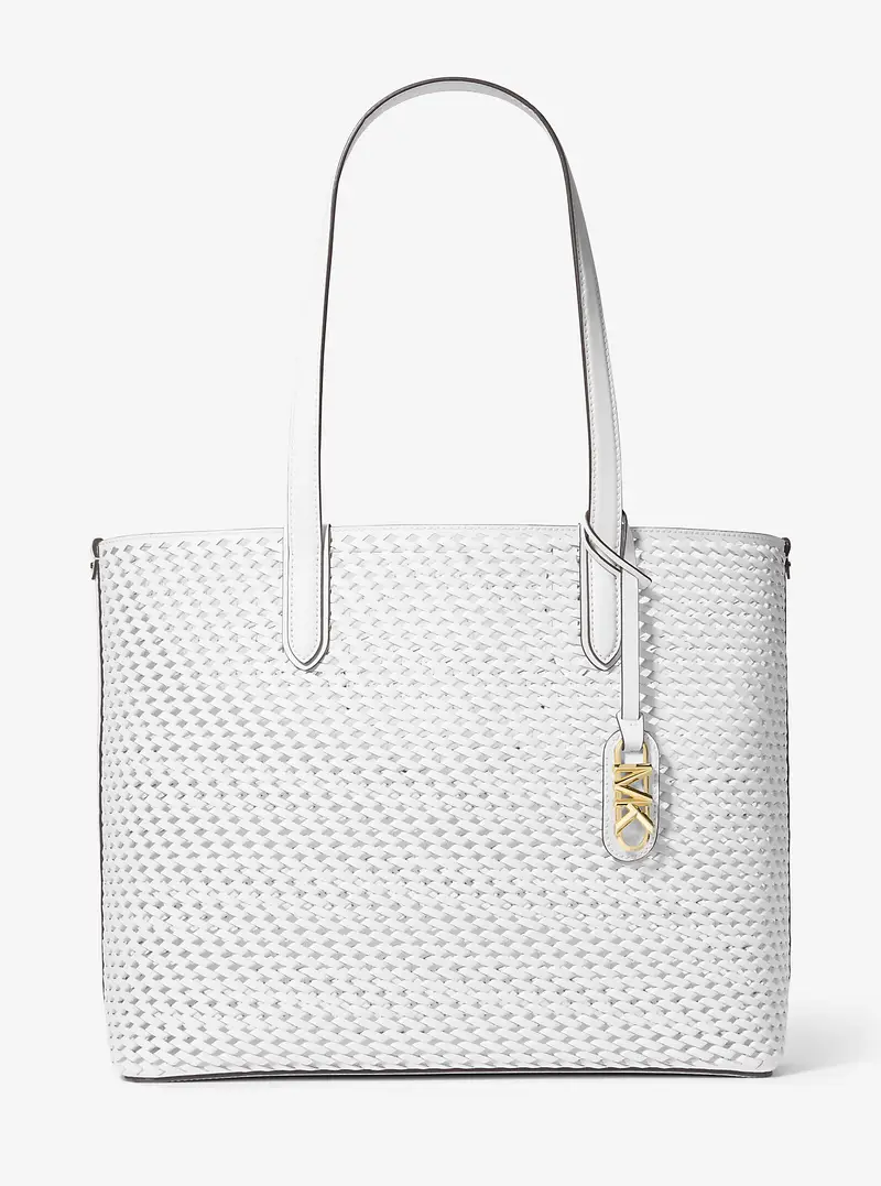 MK Borsa tote Eliza extra-large in pelle intrecciata a mano - Bianco - Michael Kors