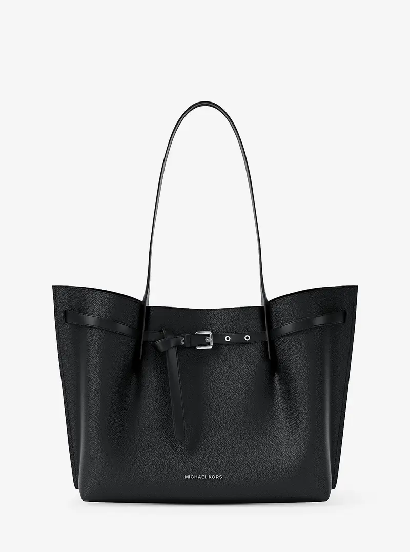 MK Borsa tote Emilia grande in pelle martellata - Nero - Michael Kors