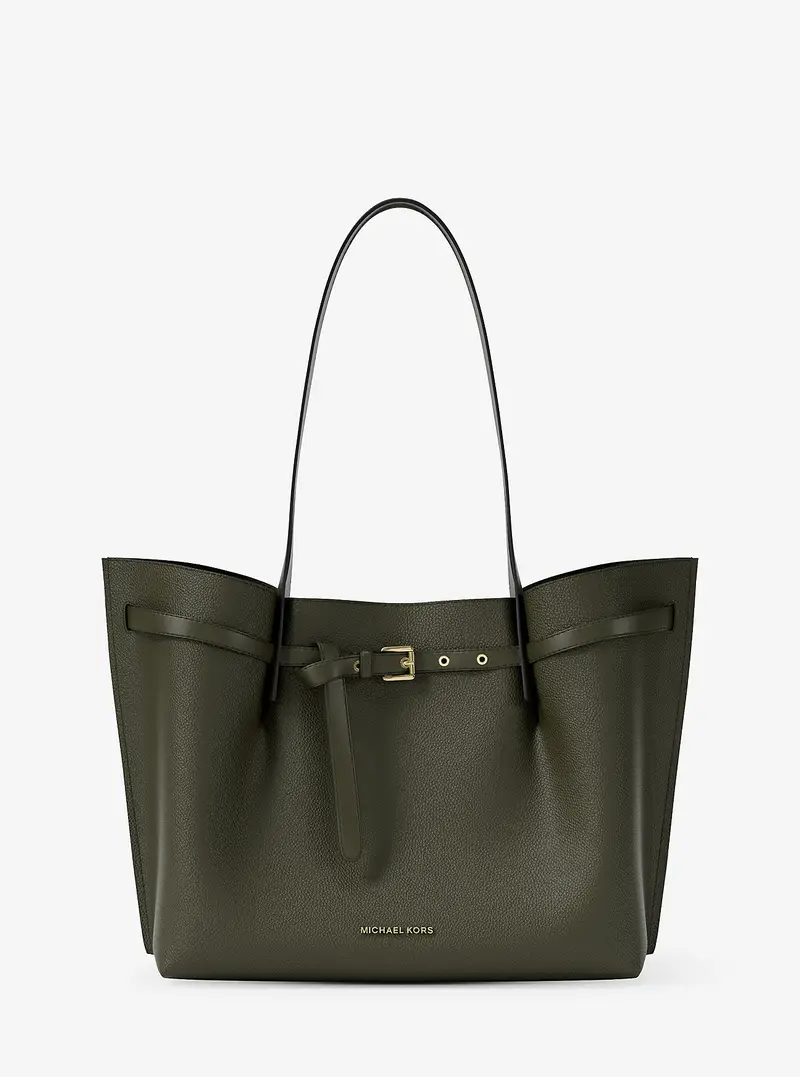 MK Borsa tote Emilia grande in pelle martellata - Verde - Michael Kors