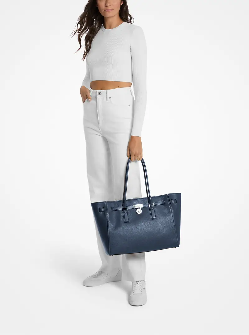 MK Borsa tote Hamilton Moderne grande in pelle - Blu - Michael Kors miniatura 3