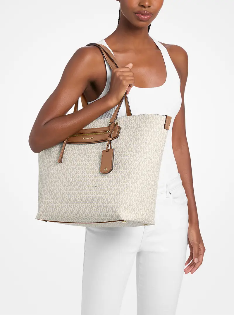 MK Borsa tote Jet Set Travel extra-large con stampa logo - Naturale - Michael Kors miniatura 3