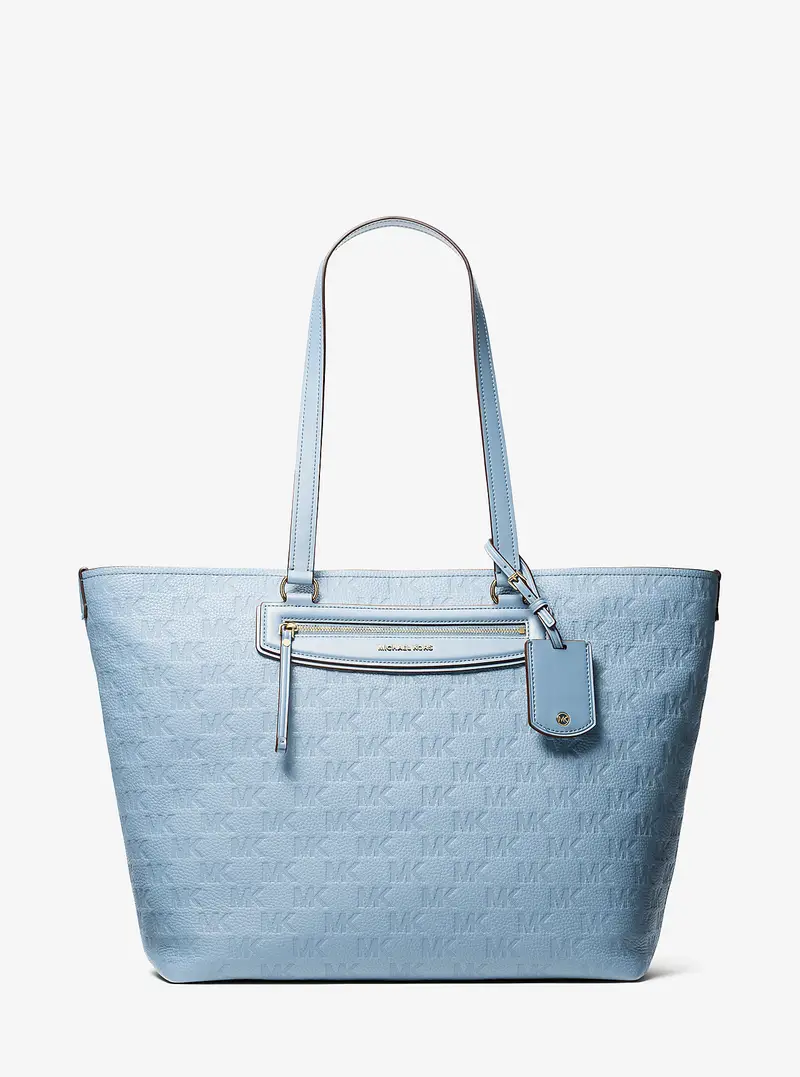 MK Borsa tote Jet Set Travel extra-large in pelle con logo in rilievo - Blu - Michael Kors miniatura 3