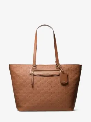 MK Borsa tote Jet Set Travel extra-large in pelle con logo in rilievo - Marrone - Michael Kors miniatura 2