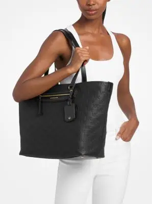 MK Borsa tote Jet Set Travel extra-large in pelle con logo in rilievo - Nero - Michael Kors miniatura 2