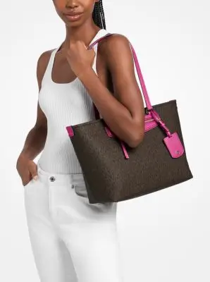 MK Borsa tote Jet Set Travel media con logo - Rosa - Michael Kors miniatura 2