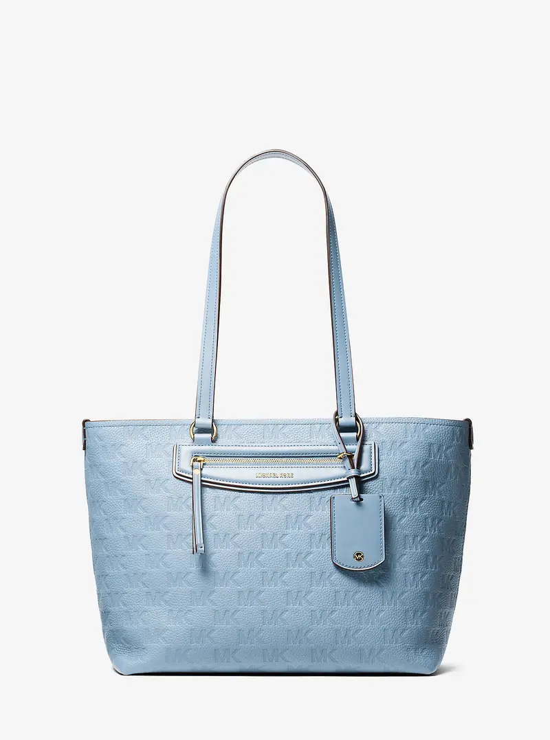 MK Borsa tote Jet Set Travel media in pelle con logo in rilievo - Blu - Michael Kors