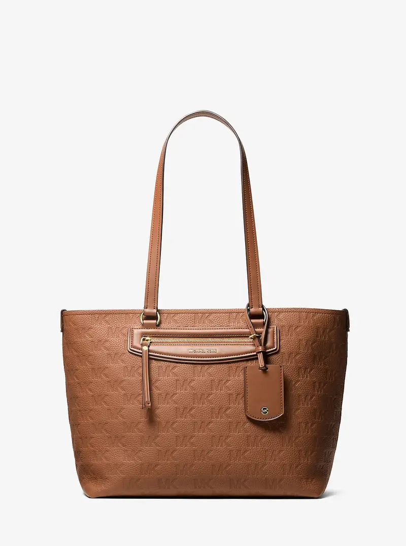 MK Borsa tote Jet Set Travel media in pelle con logo in rilievo - Marrone - Michael Kors